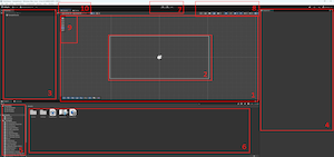 Unity Editor overview with numbered panels