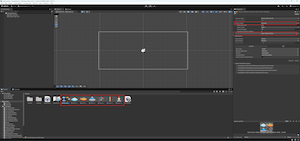 Unity interface showing the imported and sliced space sprites