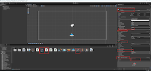 Enemy mine prefab setup in Unity with Rigidbody and movement script