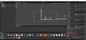 Scene with coin object and CoinController script setup on the rat
